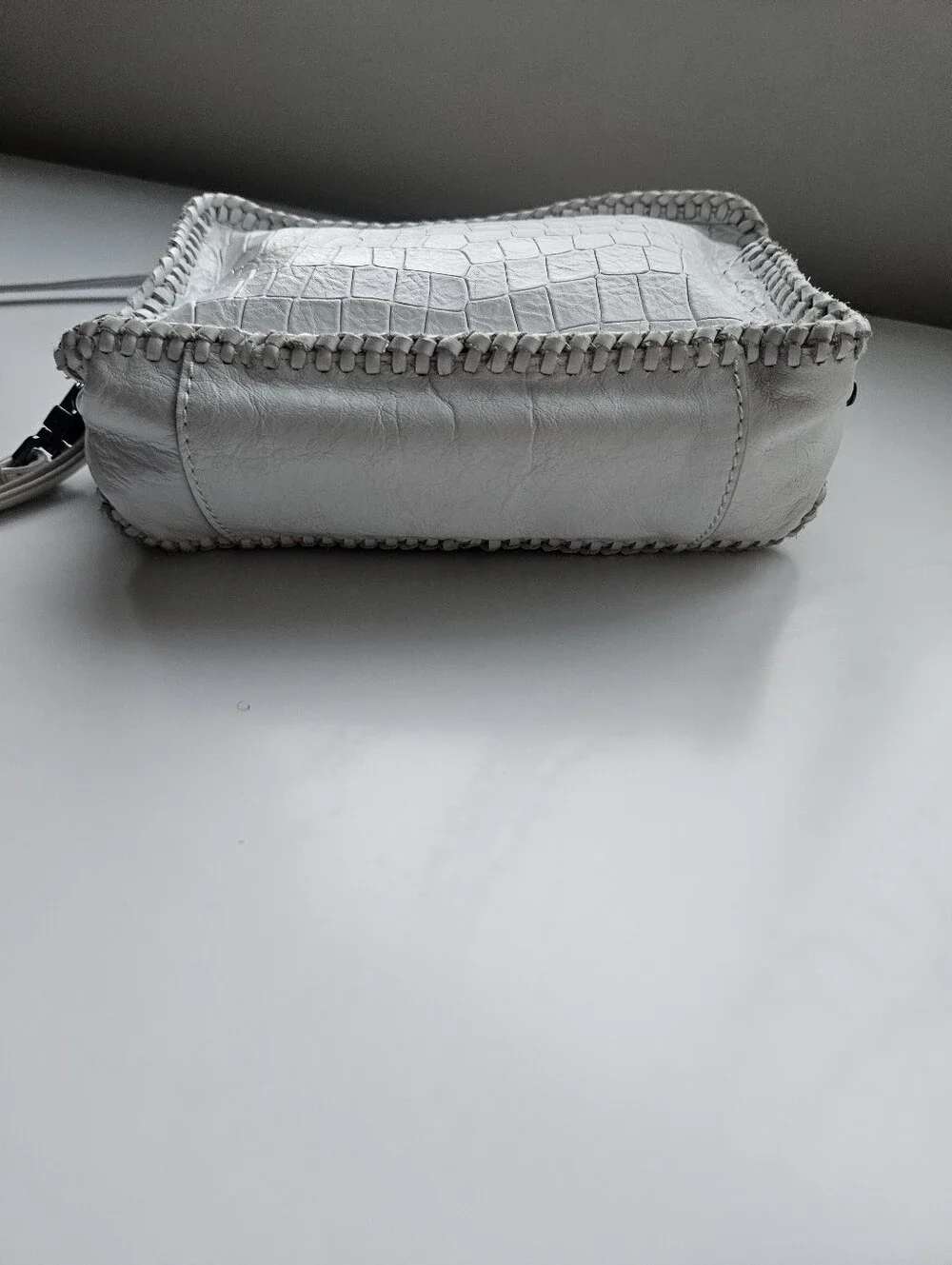 New Botkier White Croc Embossed Leather Petite Crossbody Bag